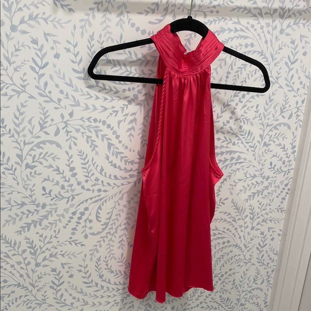 Hot Pink High Neck Satin Top